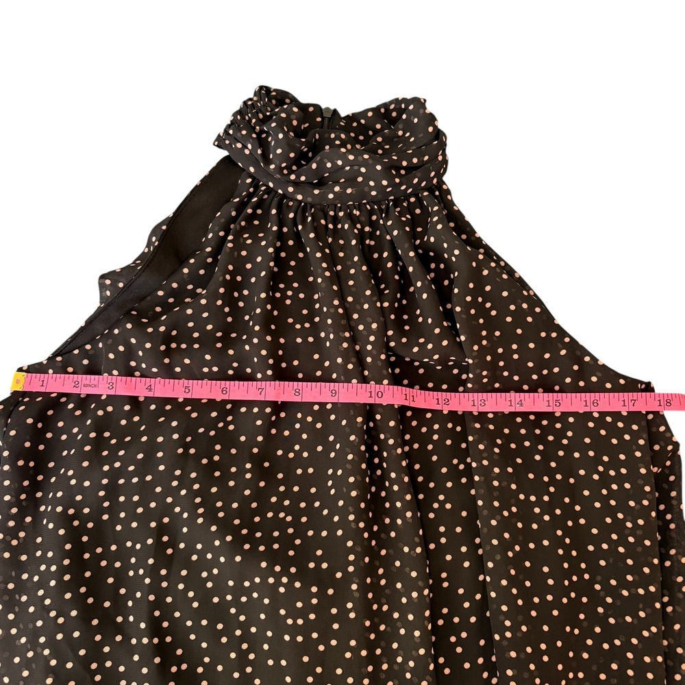 Just Taylor Black Cream Polka Dot Halter Dress Sleeveless Ruffle Hem Size 4 - Picture 5 of 6